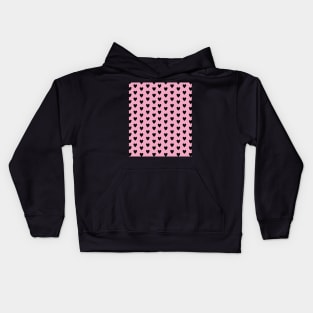 Black Hearts, Polka Dots, Pattern on Blush Pink Kids Hoodie